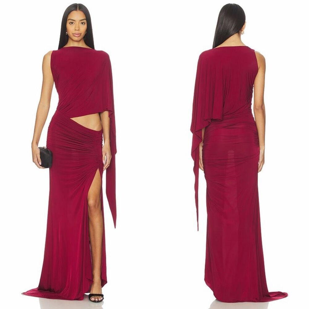 Alex Perry One Shoulder Drape Sleeve Gown in Syrah Size US 4 $2300